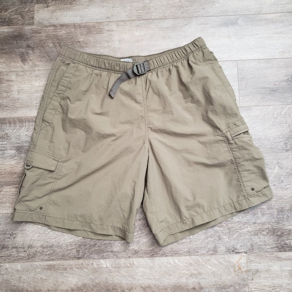 Columbia Cargo Hiking Pants Men's Lightweight Tan Strap‎ Waist Outdoor Camping L